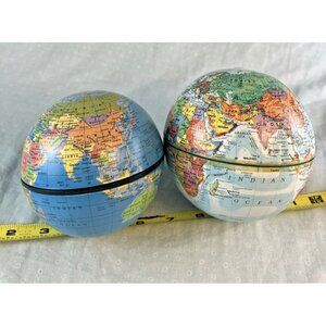 Lot 2 Small Vintage Globes Replogle Escort Series & World Globe 11cm Dia